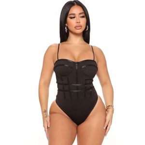Attract Better Bustier Bodysuit - Black- Med Fashion Nova